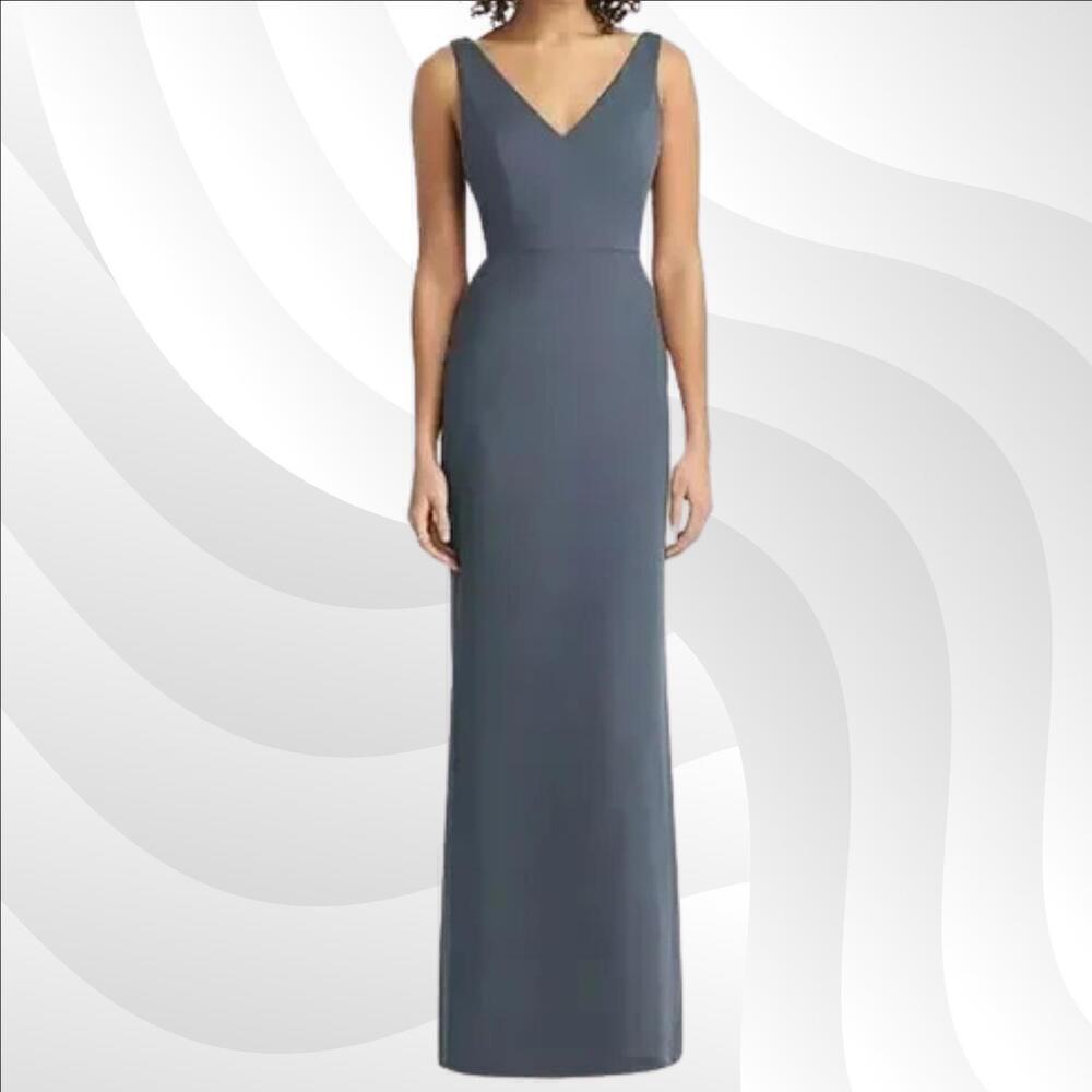 2/$50 Social Bridesmaids Silverstone Blue V-Neck Chiffon Dress Size 14R